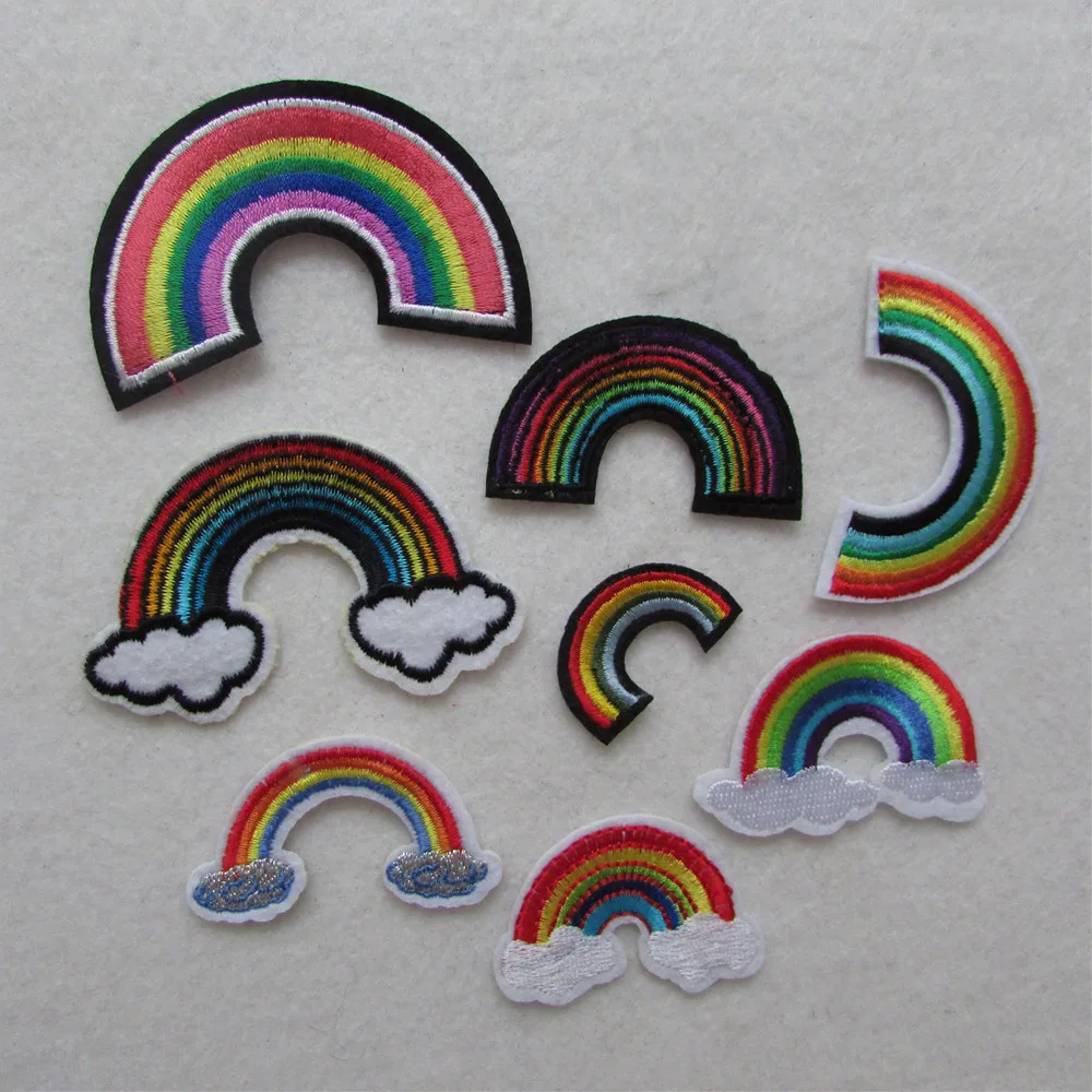 

brand new rainbow Mixed patches Iron-on Embroidery Patches For Clothing Fabric Patch Badge Stickers For Clothes Decoration