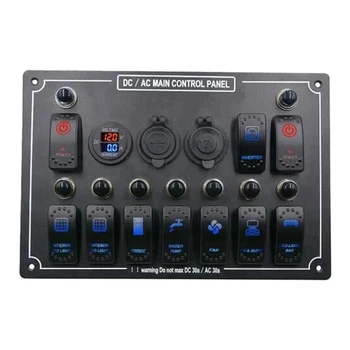 

12V-24V 10 Switch Panel Universal LED Waterproof Lighter Marine Boat