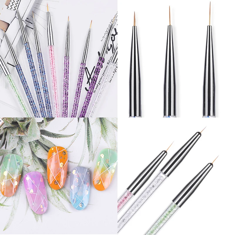 3Pcs/Set UV Gel Brush Nail Art Liner Drawing Painting Flower Pen Mixed Size Plastic DIY Tools | Красота и здоровье