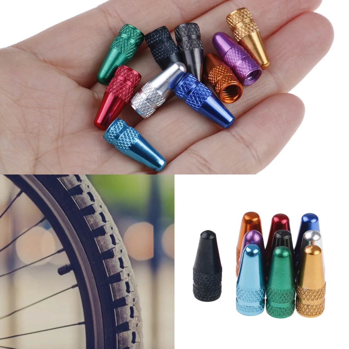 10Pcs Mixed Color Aluminum Alloy Bicycle Valve Caps High Pressure Spikes Tire Valve Dust Cover For MTB Bike Road Accessories