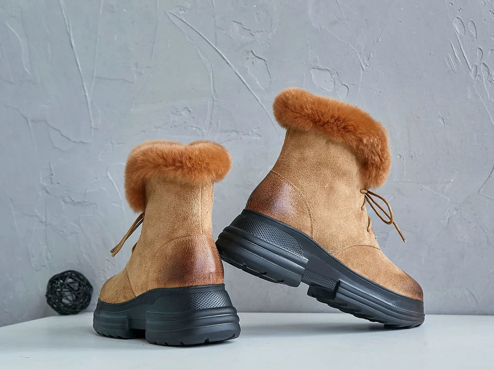 EshtonShero/зимние сапоги; женская обувь на танкетке; нубук; зимние теплые меховые женские мотоциклетные сапоги для верховой езды с круглым носком; Размеры 3-8