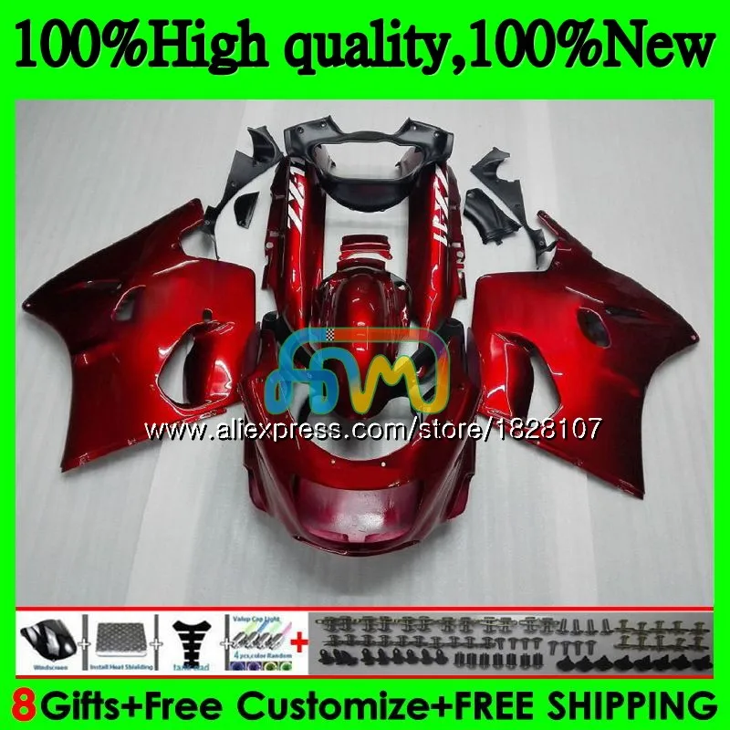 ZX-11 для KAWASAKI ZX11 ZX-11R ZZR 1100 ZX 11R 8BS. 12 ZZR1100 ZX11R 93 94 женская обувь из блестящей Красной 95 96 97 1993 1994 1995 1996 1997 обтекатель