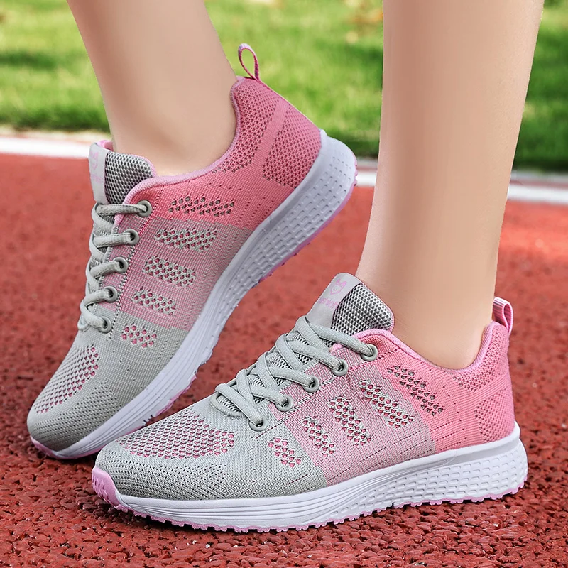 Running Shoes Women Casual Sport Men Running Weave Air Mesh Sneakers Non Slip Breathable Jogging