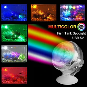 

DC 5V Submersible Aquarium Light USB RGB Multicolor LED IP65 Waterproof Underwater Fish Tank Light Lamp Reef Light Spotlight 1W