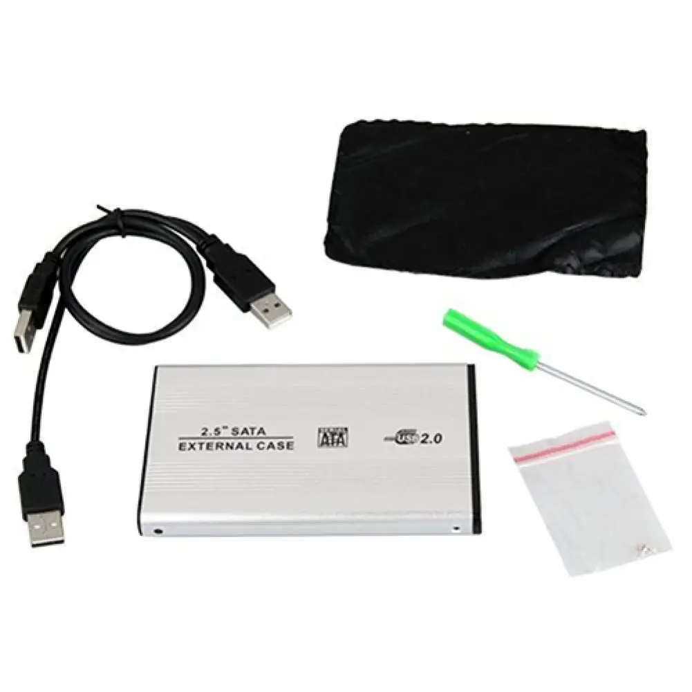 Portable HDD Case USB 2.0 SATA Case 2.5 Inch Mobile External Hard Disk Drive HDD Enclosure with Packing bag hdd enclosure hard disk case external hard drive housing