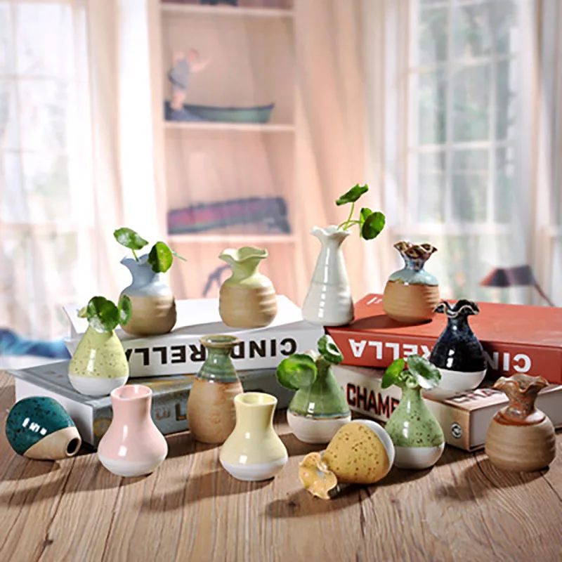 Винтажная Маленькая ваза с лепестками из керамики ручной работы гидропонная