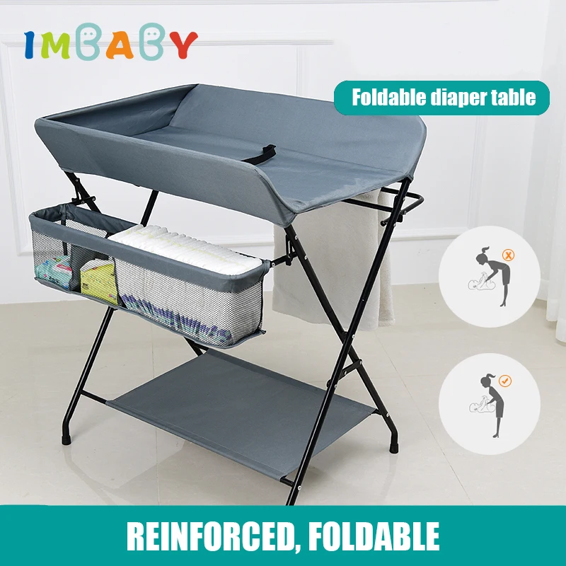 

IMBABY Safety Baby Changing Table Babies Diaper Table 0-24 Months Foldable Multi-function Care Station Infant Mats Dropshipping