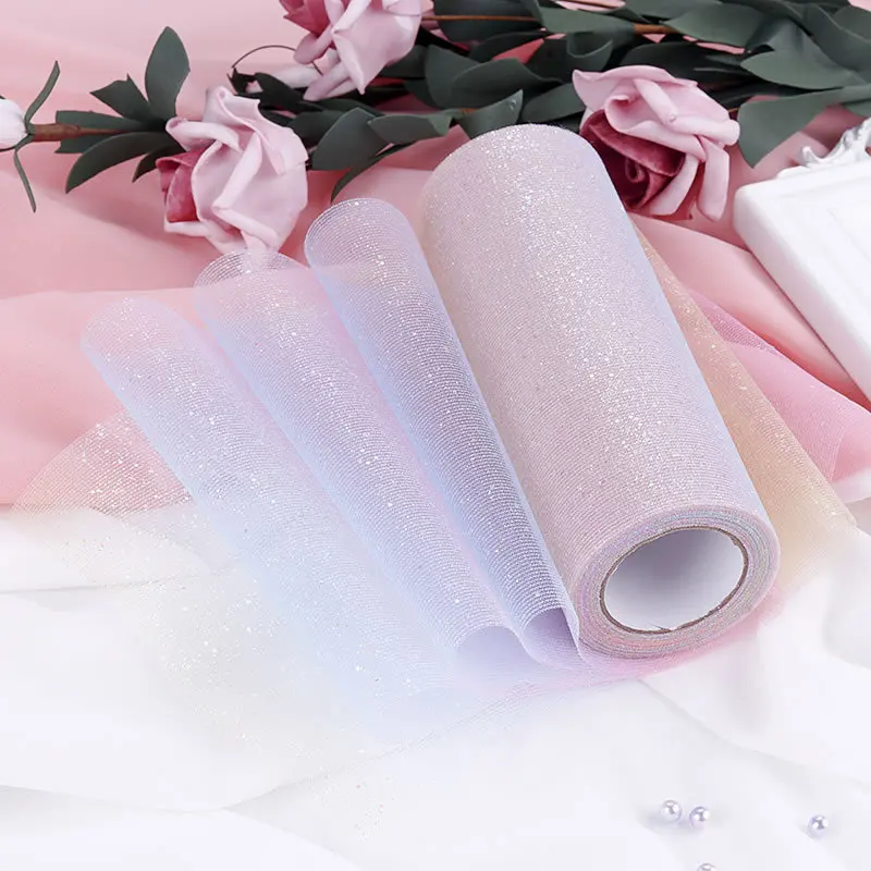 10YardRoll Pink Rainbow Glitter Tulle Roll Sequin Gradient Fabric DIY Craft Gift Birthday Party Wedding Decoration Supplie ww75 (8)