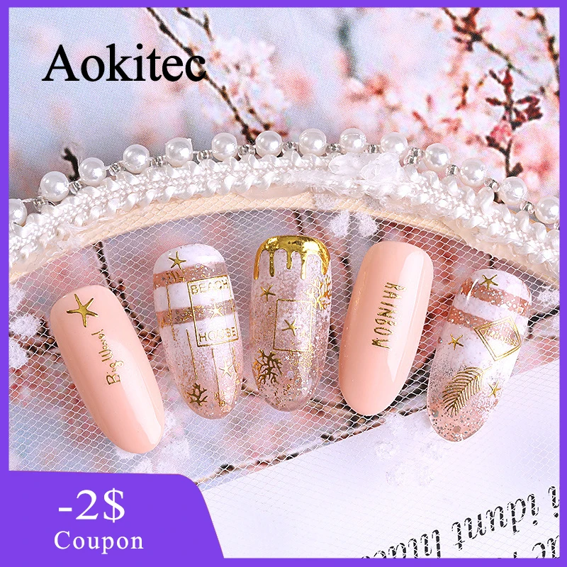 Персонализированная переводная наклейка Aokitec для ногтей звездная луна Золотая 3D
