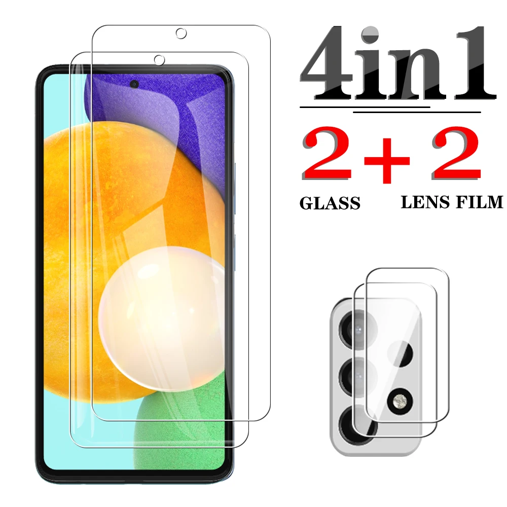 Защитное стекло 4 в 1 для Samsung A52 A72 A32 A42 A12 A21S Защитная пленка экрана камеры a 52 5G 72 4G 32