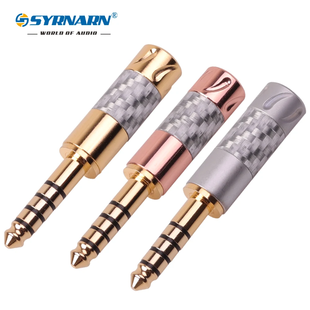 50pcs 4 4mm Audio Jack 5 Poles Stereo No Steps Earphone Balanced Plug Metal Adapter Bright Shell Wire Connector For Headphone