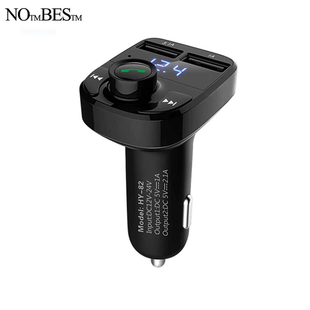 

Bluetooth FM Transmitter Hands Free Car Kit With LED Dual USB 4.1A Quick Charger Audio MP3 Player with Voltage Display NOTMBESTM