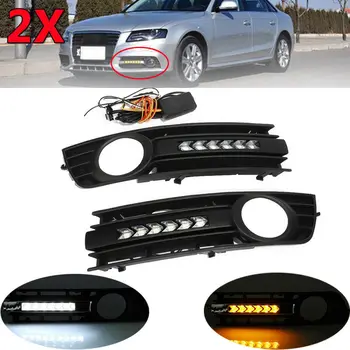 

Car Led Turn Signal Light Flowing LED Mesh Grille Fog Light Turn Signal DRL Lamp With Flowing Fit for AUDI A4 B6 2001-2005