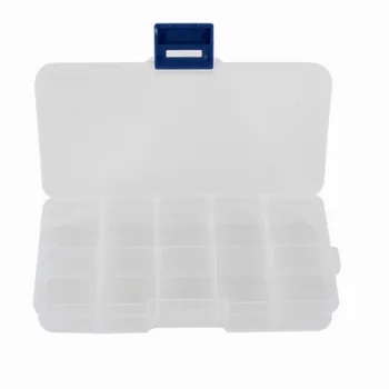 

15/10 White Gird Convenient storage box Adjustable Plastic Jewelry Case Craft Organizer Cover Beads Storage Box