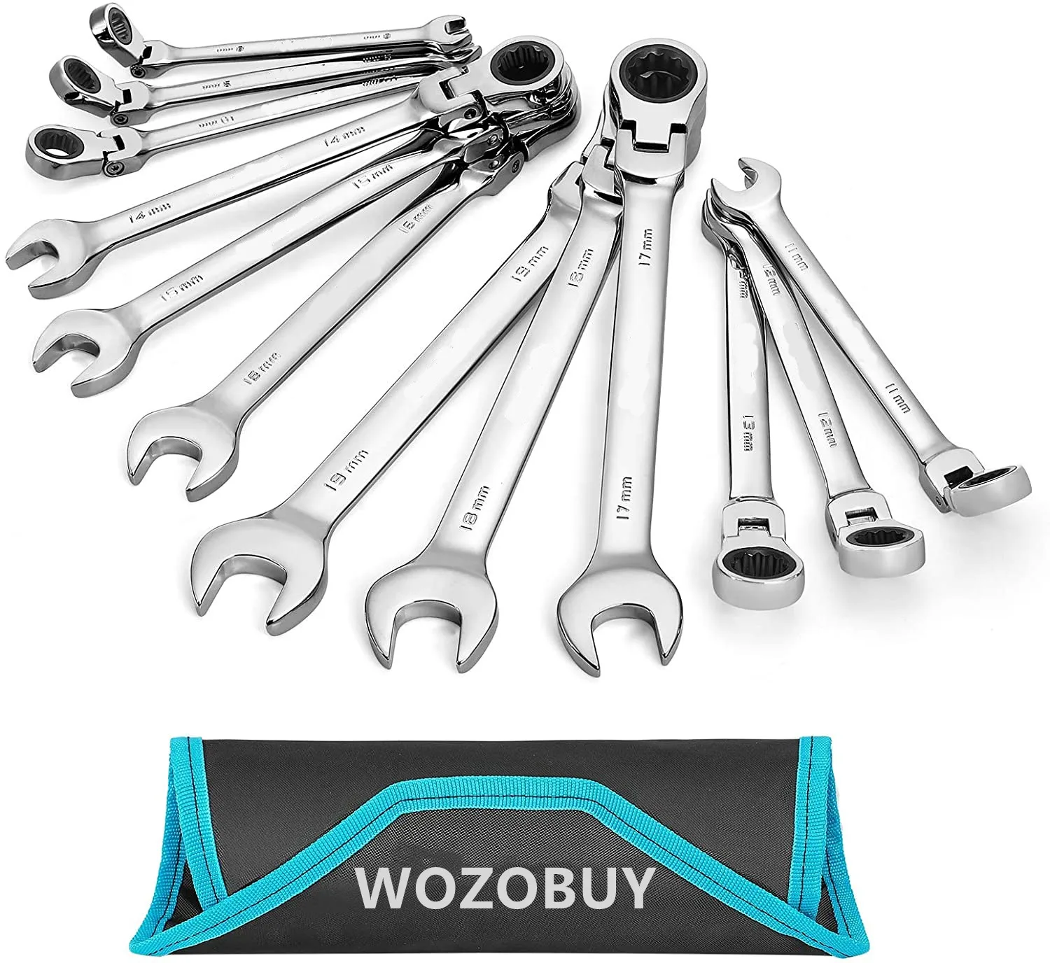 Jeu 9 Clés à Cliquet Tête Flexible Avec 8 Têtes