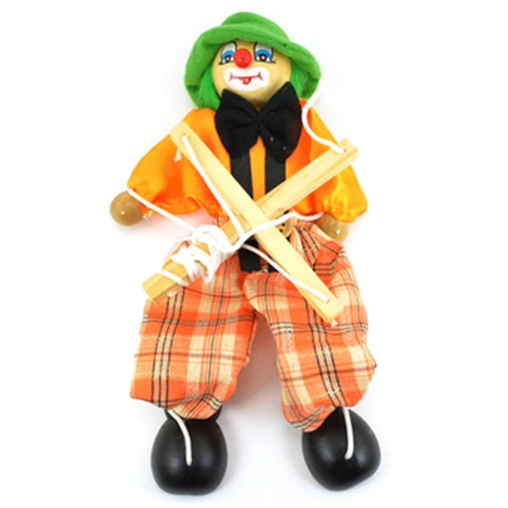 Забавный винтажный цветной кукольный клоун, деревянная марионетка, игрушки ручной работы, кукла для совместного использования, подарки для детей - Цвет: Оранжевый