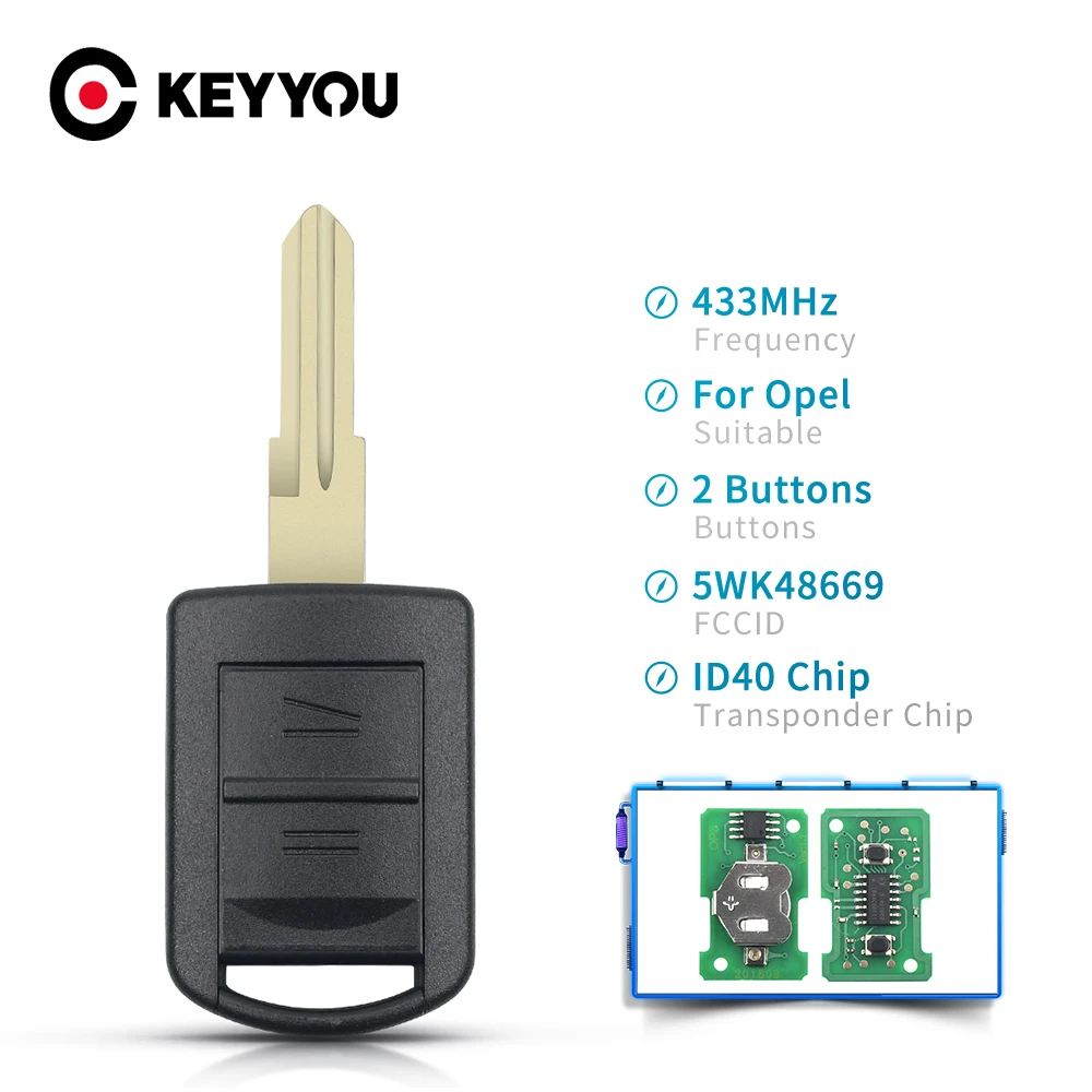 KEYYOU 5WK48669 SMART CAR KEY FOB UNCUT ID40 CHIP 433MHZ REMOTE CONTROL KEY FOR VAUXHALL FOR OPEL CORSA C MERIVA TIGRA COMBO VAN