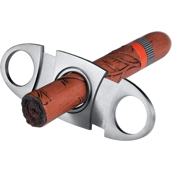 

Brand Simple Design COHIBA Stainless Steel Cigar Cutter Sharp Blade Zigarren Cutter Metal Cigar Knife Guillotina With Gift Box
