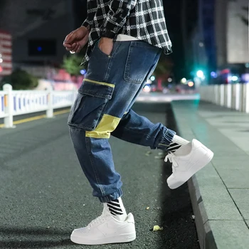 

M-5XL Men Jeans Pants Casual High Quality Denim Pants Men Vintage Casual 2019 Autumn Cargo Plus Size Casual Denim Jeans