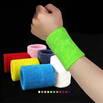1Pc Kleurrijke Katoen Unisex Sport Zweetband Zweetband Wrist Protector Running Badminton Basketbal Brace Badstof Zweet Band