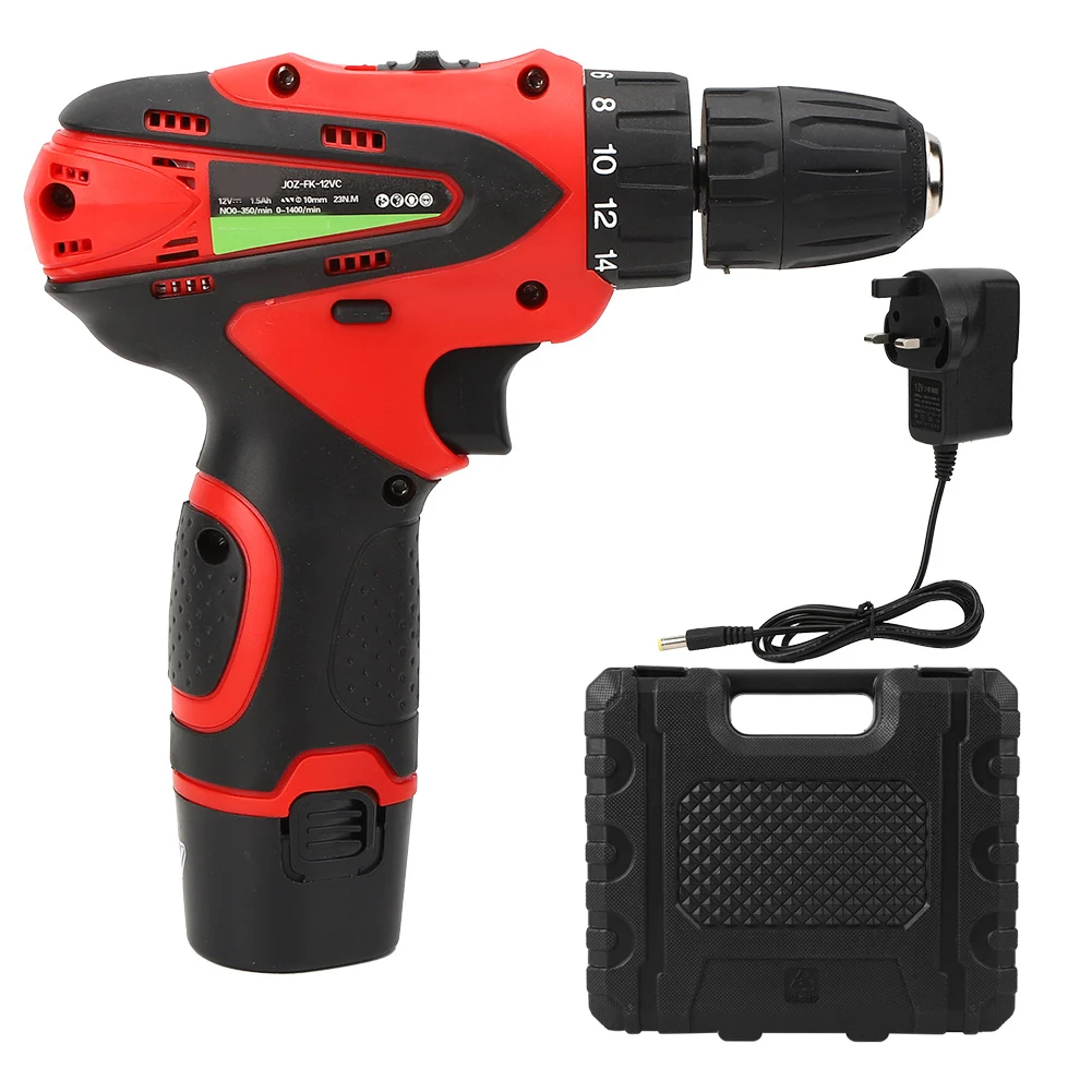 

12V Cordless Lithium Drill Electric Screwdriver Wireless Driver Battery Brushes Tape Measure 3/8-Inch Keyless Chuck