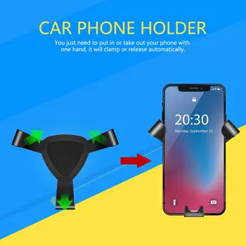 

Gravity Metal Car Phone Holder Air Vent Mount Auto Clamping Linkage Adjustable Mobile Phone holder For Car Stand Bracket