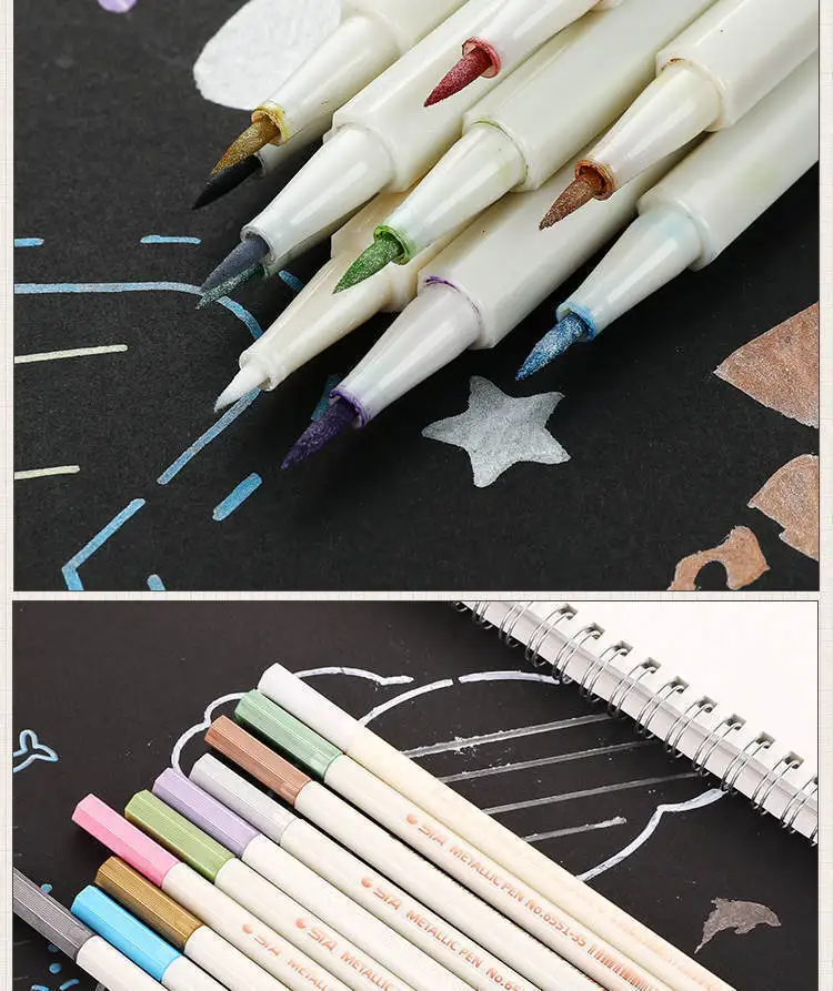 10pcs/lot STA Metallic Marker Pen School art supplies Scrapbooking Crafts Soft brush pen fineliner permanent Stationery 04312