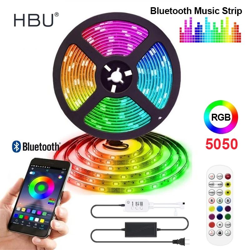 Светодиодная ленсветильник bluetooth 5050 RGB водонепроницаемая светодиодная лента 5 м 10
