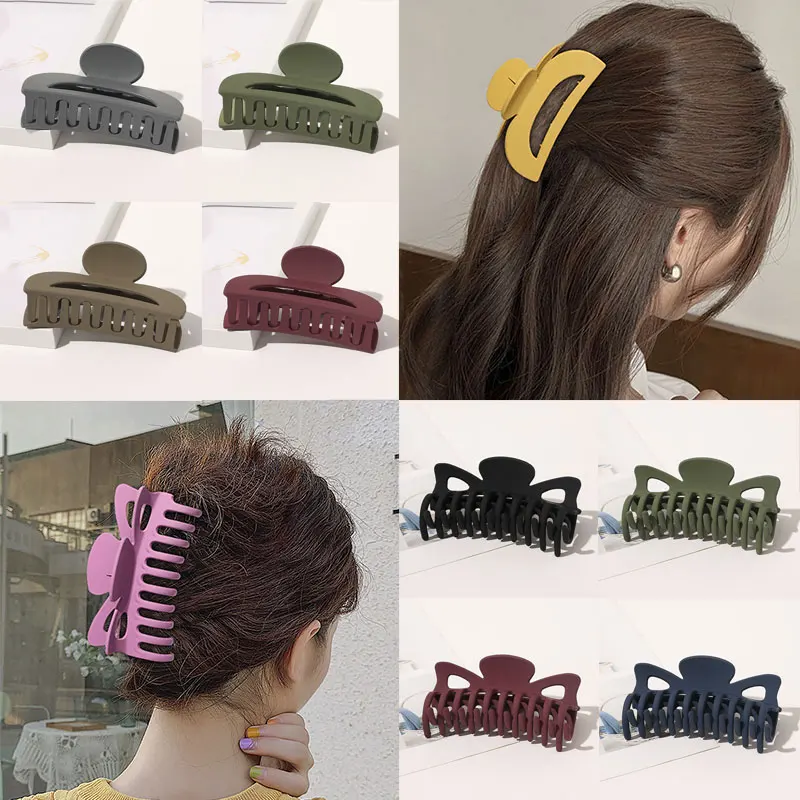 

Frosted Hairpins Ponytail Holder Hair Accessories Makeup Washing Face Tool Oversize Claw Hair Clip Semicircle Morandi Color