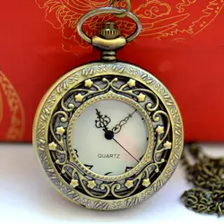 Кварцевые карманные часы производители оптом новый цветок из складок кварцевые карманные часы Модные полые цветочные карманные часы
