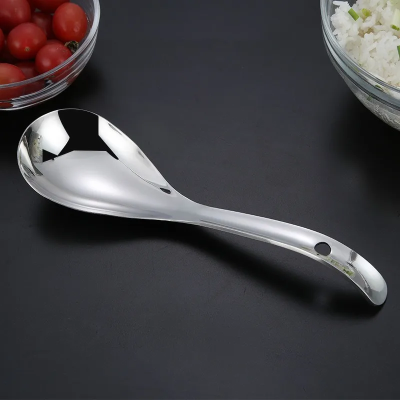 Kitchen Tools 304 Stainless Steel Rice Spoon Non Stick Rice Household Large Shovel Integrated Long Handle Spoon