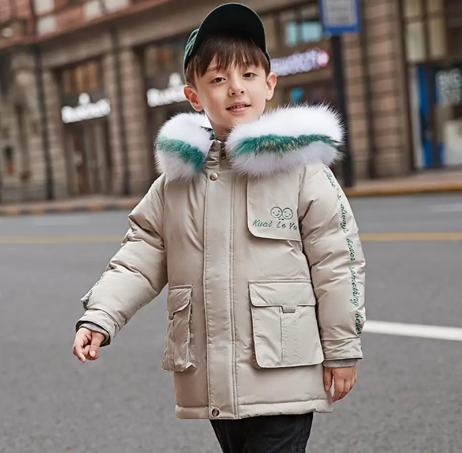 Wholesale Children boy and girls thicken down jackets winter new brand warm white duck down coats kids tops parkas ws1106 - Цвет: beige