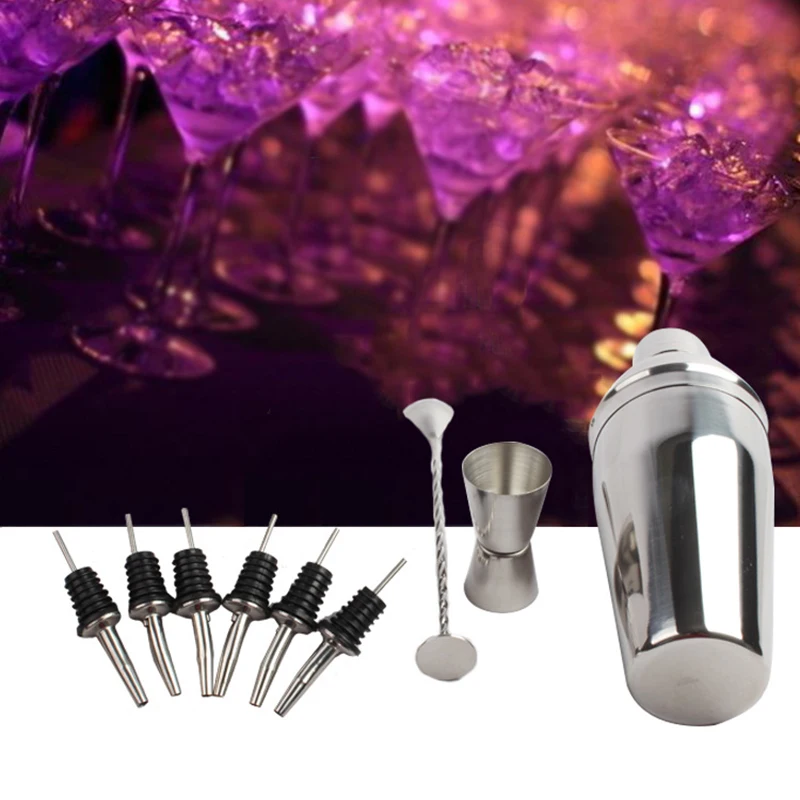 ELEG-9Pcs, профессиональный миксер для коктейлей, набор из нержавеющей стали+ бар для перемешивания напитков, инструменты бармена, аксессуары, вечерние барные принадлежности, набор для пивоварения