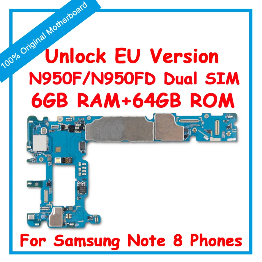 

For Samsung Galaxy Note 8 N950F N950U N950FD Dual SIM Original Unlocked Motherboard With Full Chips