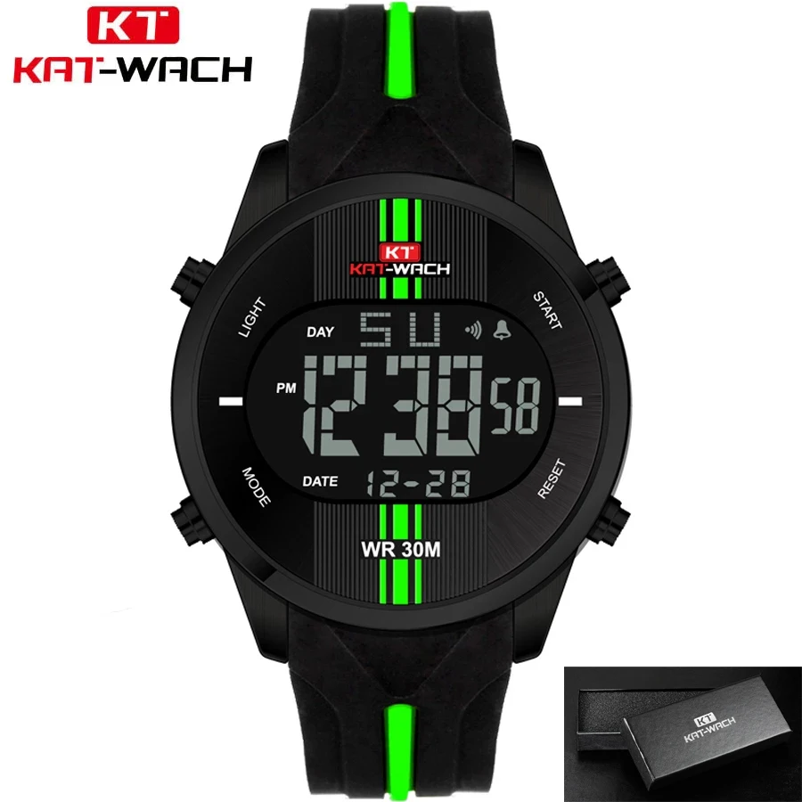 2021 New Men's Men Outdoor Sports Electronic Chronograph Watch Big Dial Digital 30M waterproof Digital LED Wrist Watches 716 