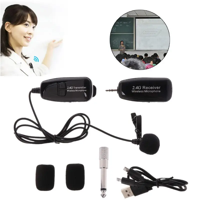 2.4G Wireless Tie Clip Microphone Lavalier Lapel MIC Guitar Pickup for Speaker D08AMicrophones