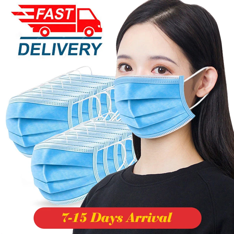 

IN STOCK FAST SHIP 50pcs Disposable Face Masks Non Woven 3 Layers Labor Mouth Muffle Masks Anti dust N95 95% Filtration Mask
