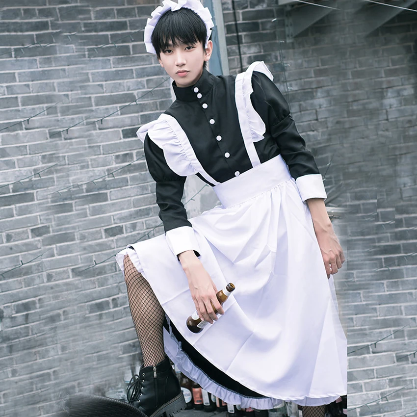 Japanese Adults Sissy Maid Dress Women Men Party Role Cosplay Costume