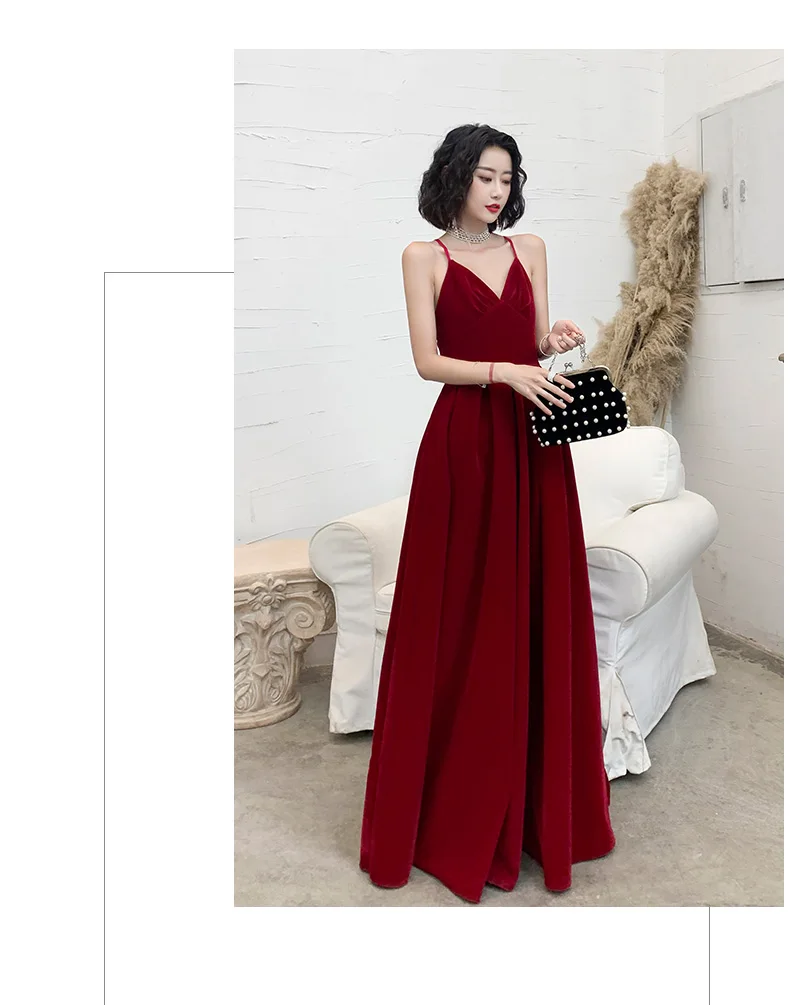 Wei yin AE0218 Robe De Soiree Новые Элегантные платья трапециевидной формы с v-образным вырезом и открытой спиной Длинные вечерние платья винно-красные вечерние платья