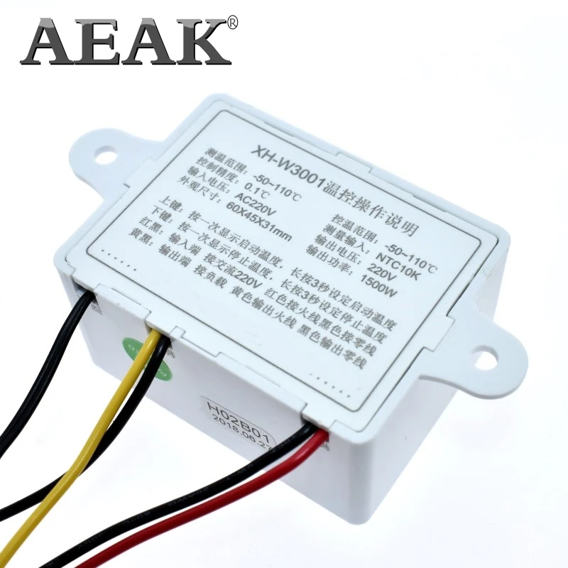 Цифровой регулятор температуры AEAK XH W3001 10A 12 В 24 220 с ЖК дисплеем|Интегральные