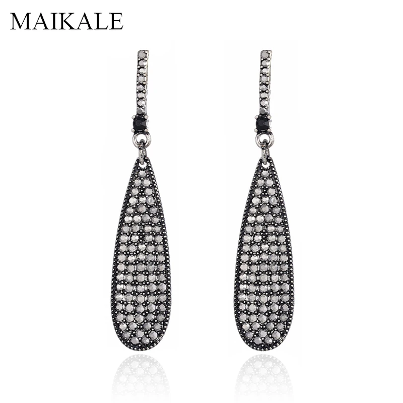 Женские серьги-подвески MAIKALE винтажные черные серьги-капельки из сплава длинные