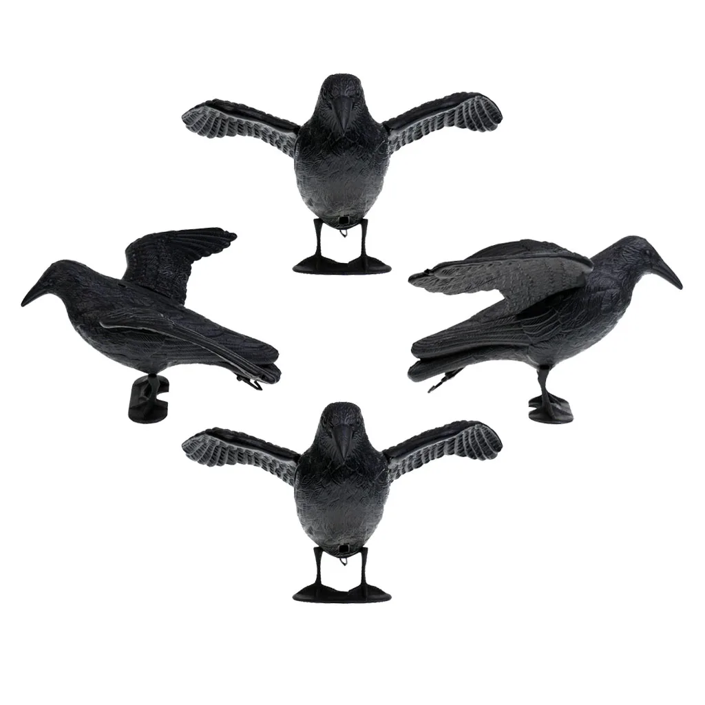 4pcs Fake Realistic Hunting Decoy Bird Crow Scarer Scarecrow Hunting Garden
