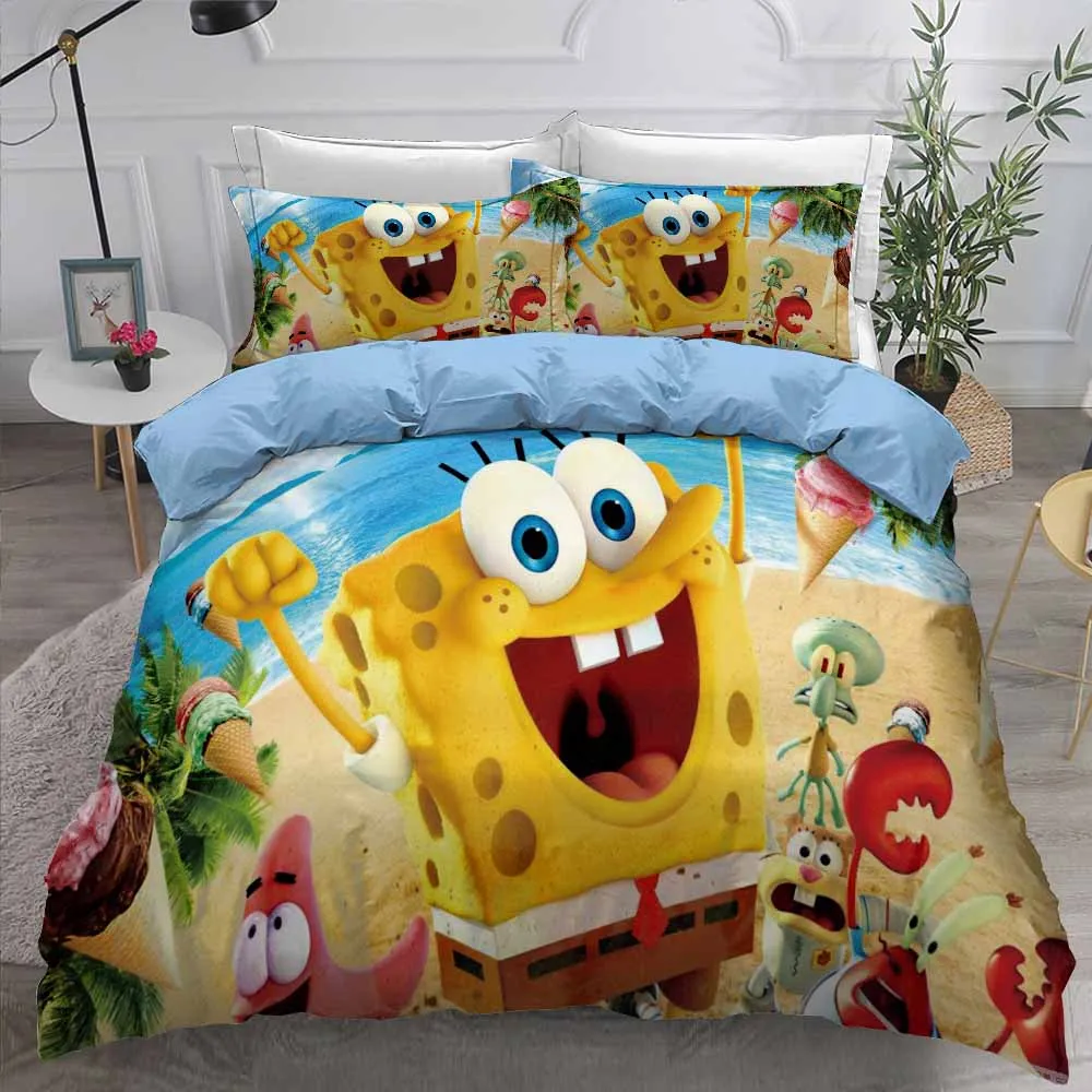 

2/3 Pieces SpongeBob Bedding Sets 3D Print Cartoon Duvet Cover Set For Bedroom Bed Quilt Cover Home Textile Decor (No Sheets)