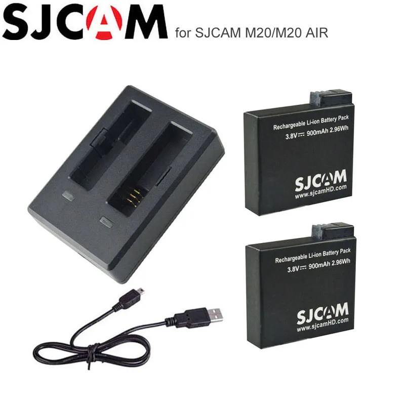 SJCAM M20 2 шт. перезаряжаемые литий ионные батареи + 1 двойное зарядное устройство для