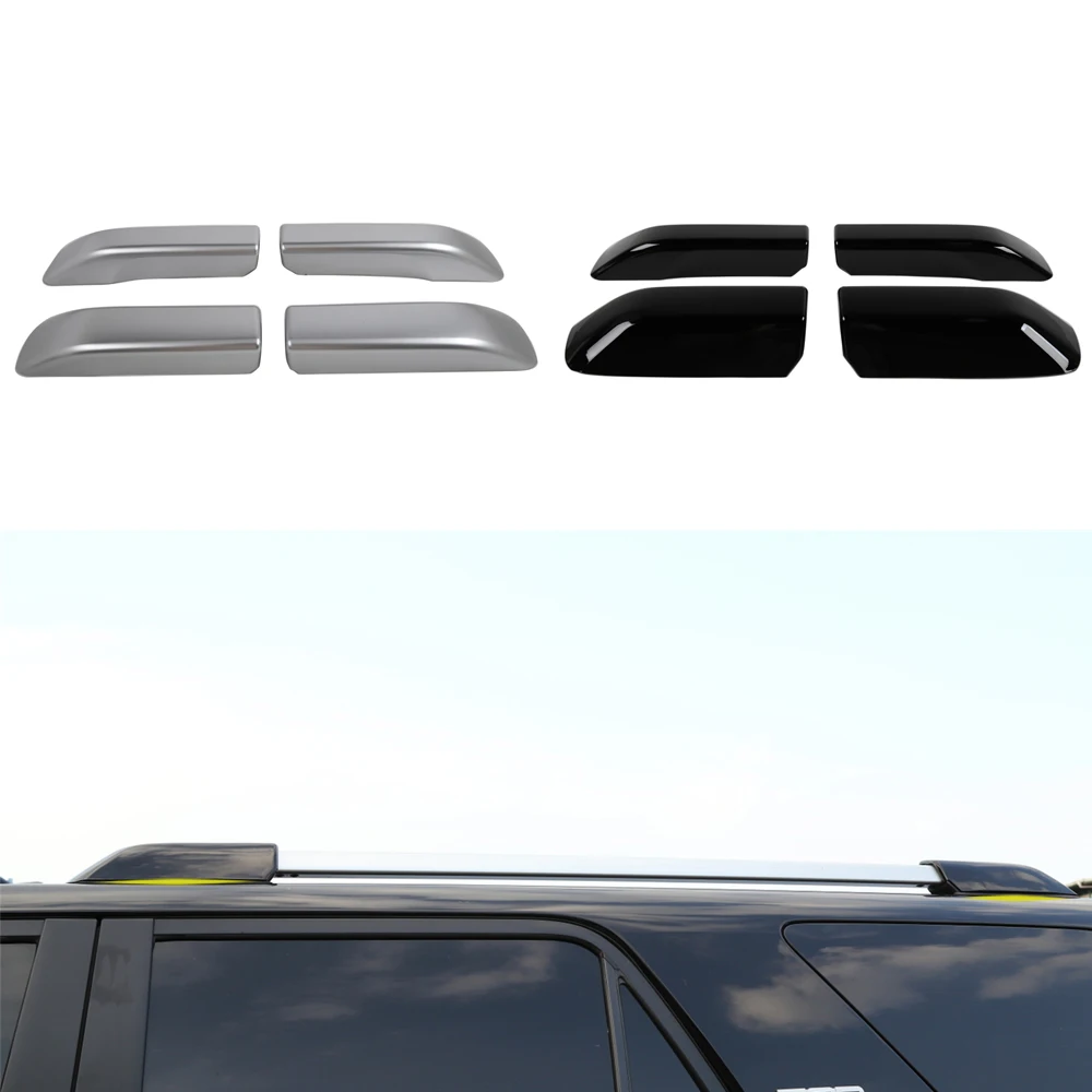 

for Toyota 4Runner 2010+ Car Roof Luggage Rack Decoration Sticker Black/Sliver ABS Plastic Trim Cover Exterior Accessories 4Pcs