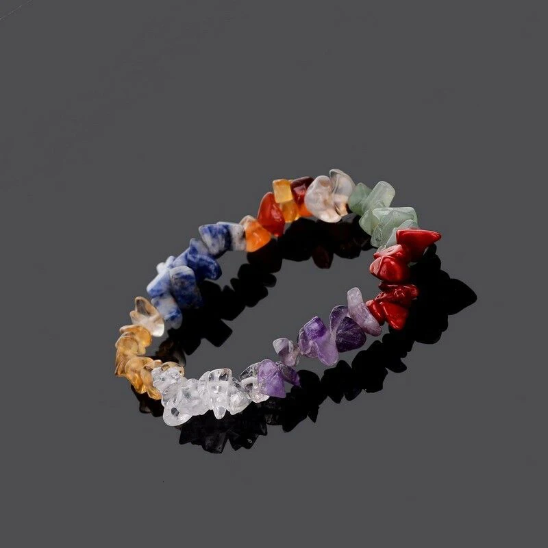 Богемные стрейч трендовые брелки из бисера ювелирные браслеты 7 Чакра скошенный необработанный натуральный камень кристалл браслет для женщин ювелирные изделия