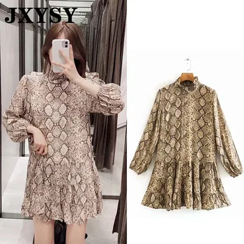 

JXYSY england style snake pattern printing kimono mini dress women vestidos de fiesta de noche vestidos female party dress