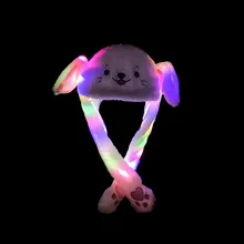 Забавная шапка, женская шапка с подсветкой, милые заячьи ушки, плюшевые ушки, можно перемещать, шапка, детская блестящая зимняя теплая шапка, шапка с заячьими ушками