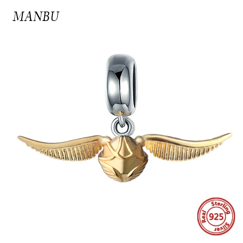 Модные бусы 925 пробы серебро Золотой снитч &amp &quotшляпа&quot окислительная Подвески