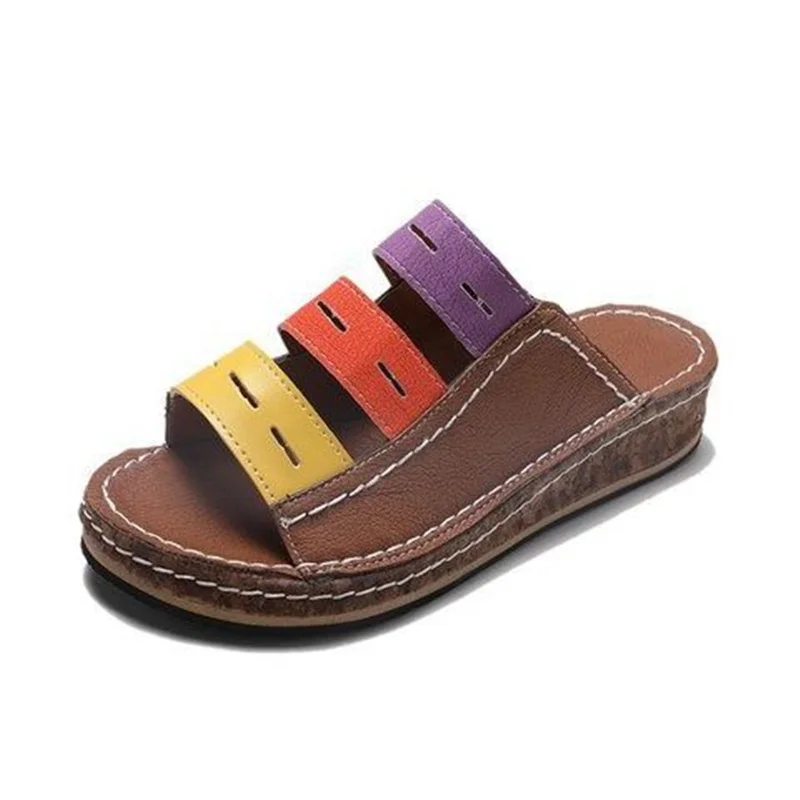 

Шлепанцы женские на танкетке, массажные, мягкие, винтажные, большого размера 43, летние